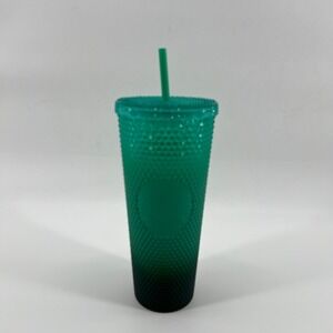 Starbucks 24oz Green Gradient‎ Studded Tumbler Cold Cup with Straw